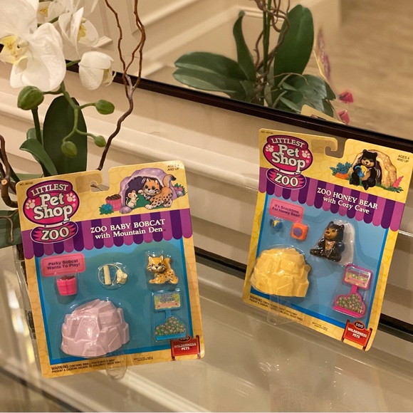 Vintage *NEW* 1993 “LITTLEST PET SHOP” Baby Bobcat Honey Bear … *ZOO* Pets